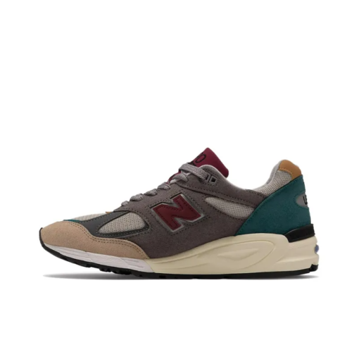 New Balance 990v2 Grey Green Maroon Revered Footwear