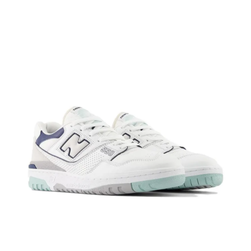 New Balance 550 White Winter Fog Navy Signature Footwear